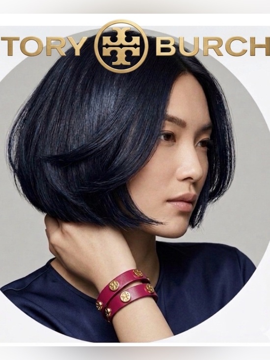 Tory Burch Jewelry - Tory Burch Miller line double-wrap leather logo stud bracelet - like new
